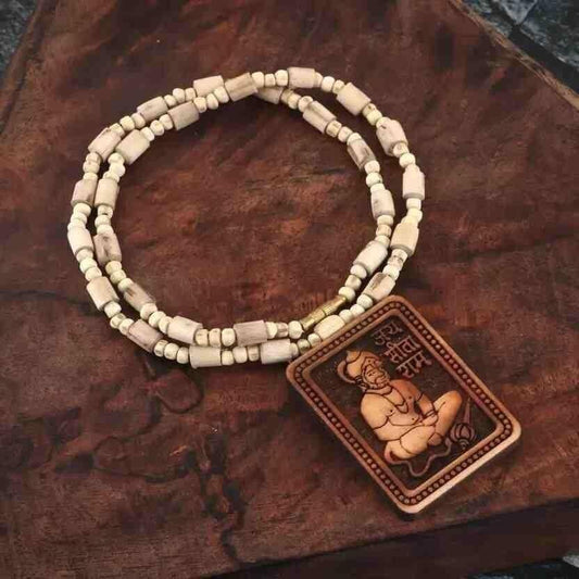 Original & Natural Wood Tulsi Kanthi Mala With Hanuman ji Locket Pendant
